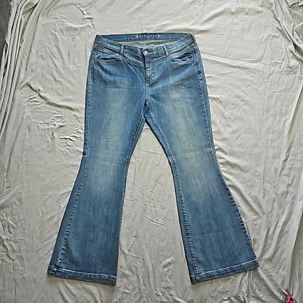 Old Navy Light blue Faded Stretch Hi-Rise Flare Jeans sz 16 R